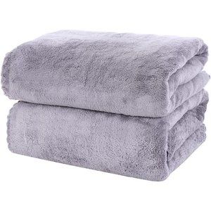 2 Pack Premium Bath Towel Set - Quick Drying - Microfiber Coral Velvet Highly